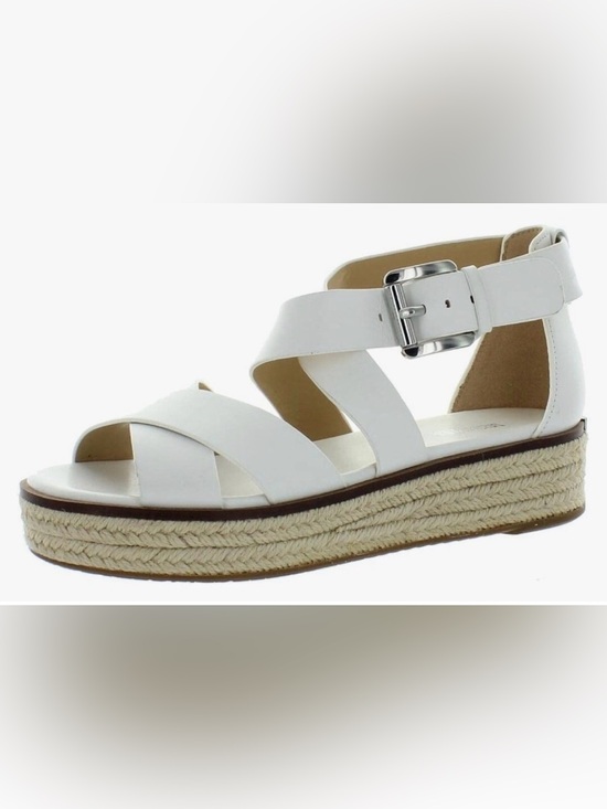 Michael Kors Shoes - Michael Kors Darby White Leather Espadrille Platform Wedge Sandals Size 8.5